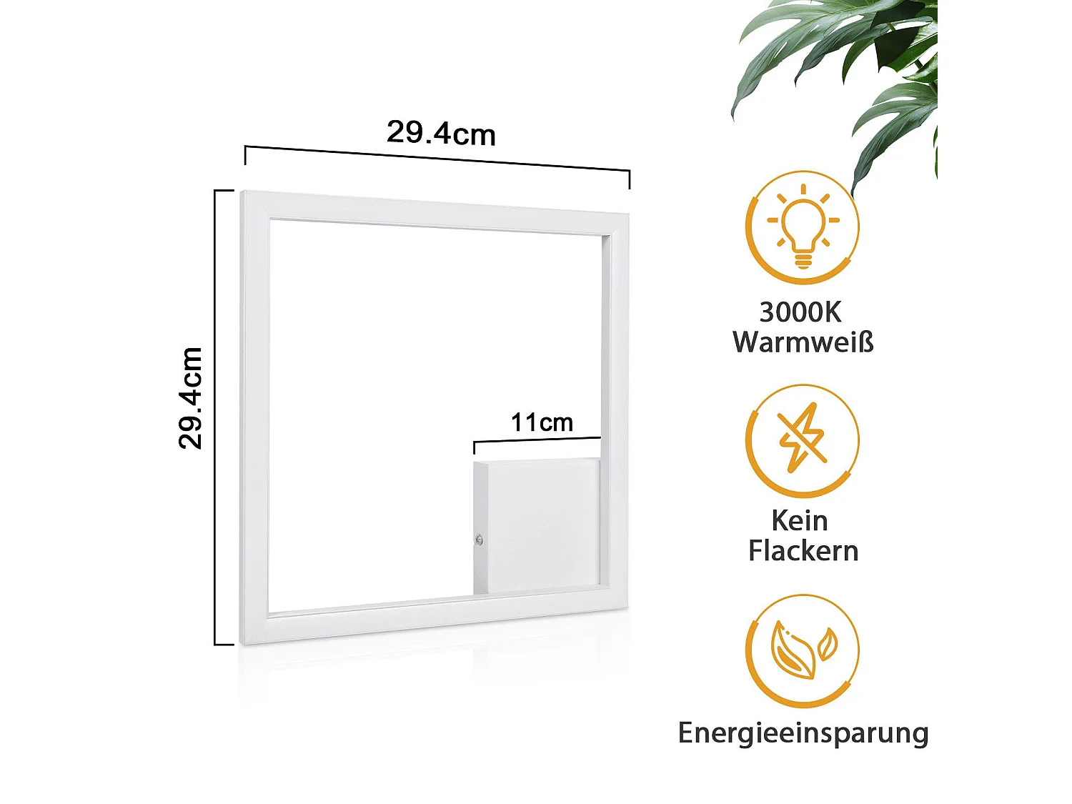 NETTLIFE Plafondlamp LED vierkant Wit 1 Lichts 3000K Warm wit Licht modern Plafondverlichting 12W PC voor Woonkamer | Slaapkamer | Keuken | Gang 29cm