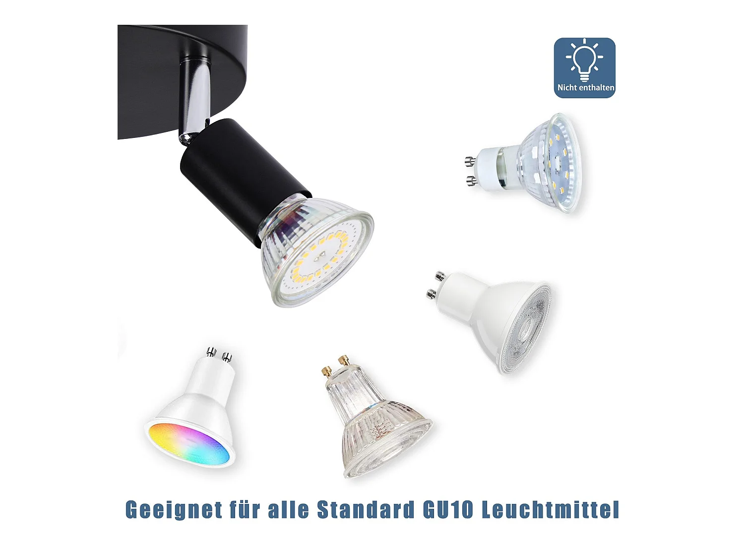 NETTLIFE Czarny reflektor sufitowy LED 2 żarówki regulowany 350° GU10 przemysłowy