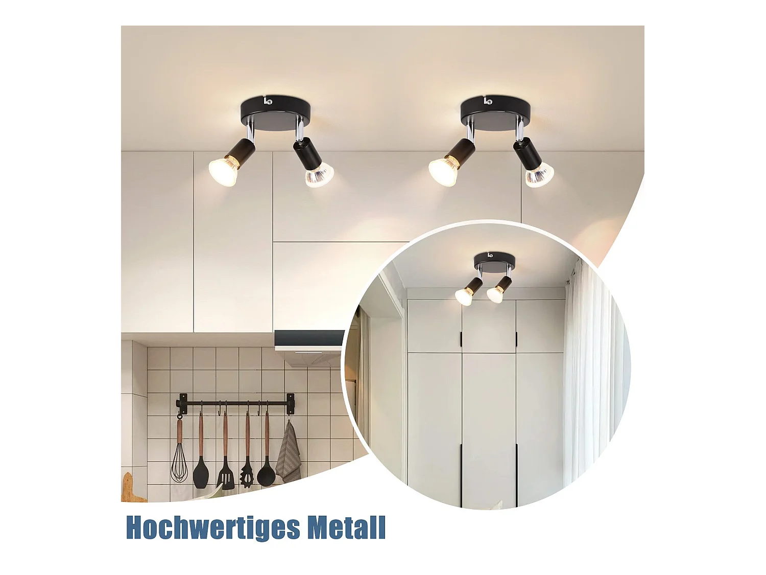 NETTLIFE Czarny reflektor sufitowy LED 2 żarówki regulowany 350° GU10 przemysłowy