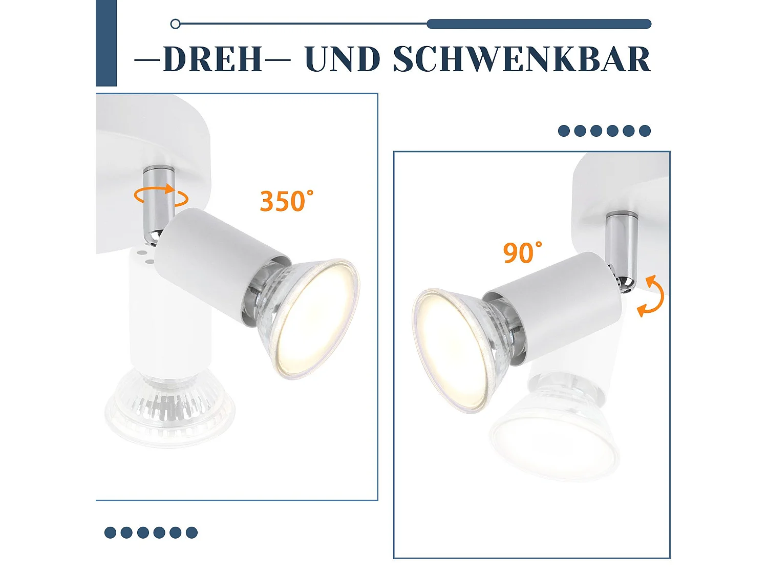 NETTLIFE Plafonnier LED GU10 -2 Spots de Plafond Ronde Moderne Spots de Plafond 350° pour Cuisines Couloir Chambre Salon - sans Ampoule Blanc