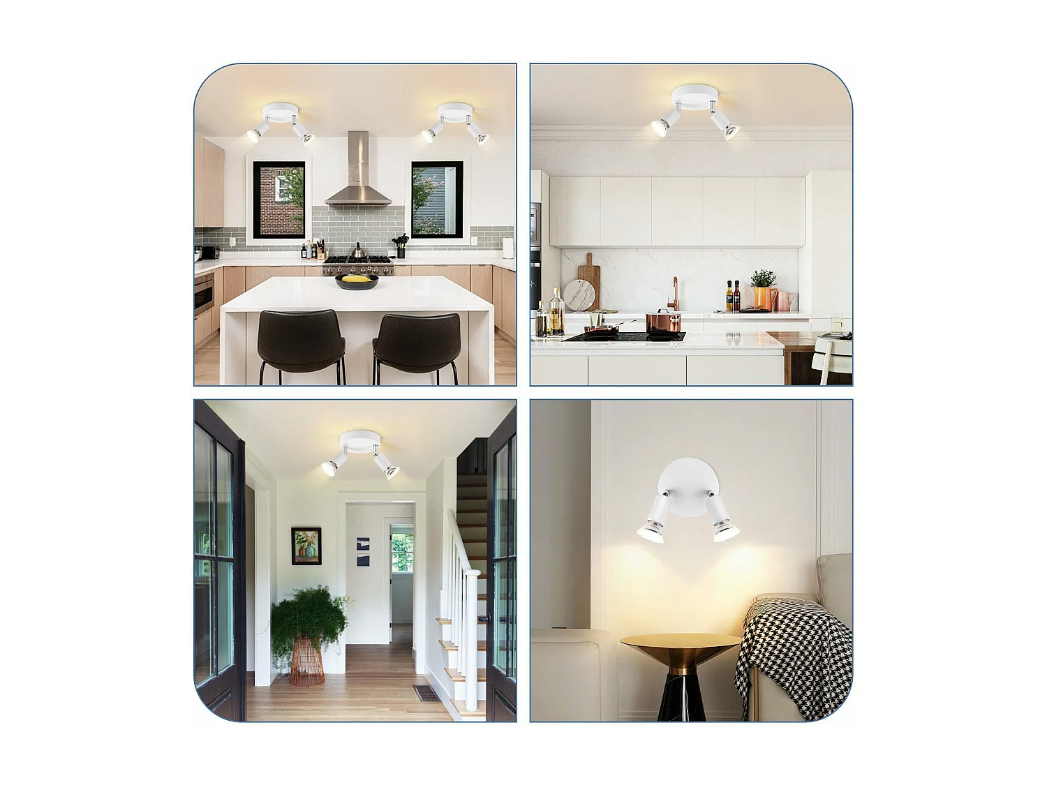 NETTLIFE Plafonnier LED GU10 -2 Spots de Plafond Ronde Moderne Spots de Plafond 350° pour Cuisines Couloir Chambre Salon - sans Ampoule Blanc