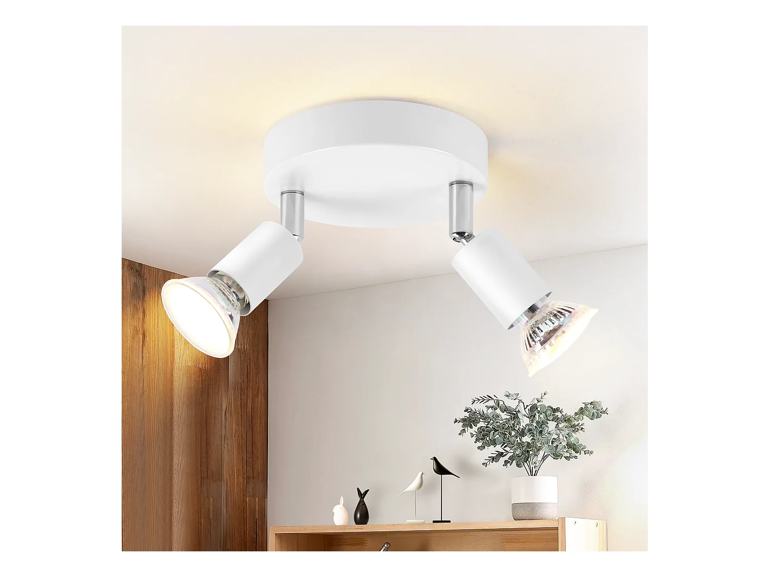 NETTLIFE GU10 LED-plafondlamp - 2 moderne 350° ronde plafondspots voor keukens, gangen, slaapkamers, woonkamers - zonder lamp (wit)