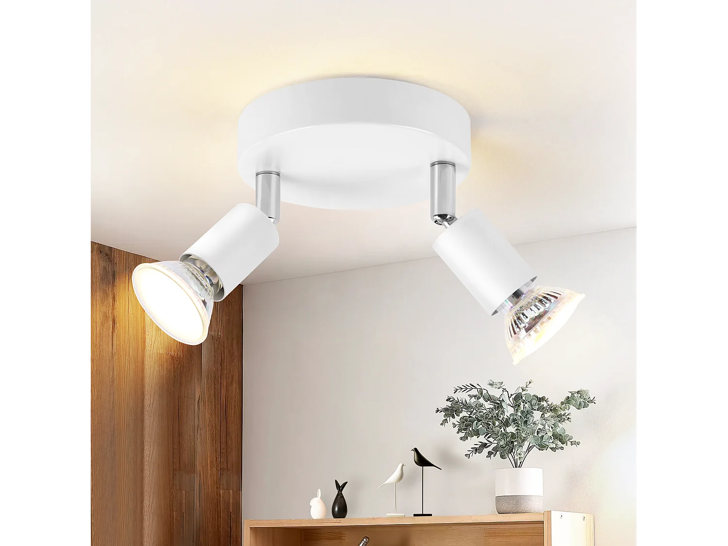 NETTLIFE GU10 LED-plafondlamp - 2 moderne 350° ronde plafondspots voor keukens, gangen, slaapkamers, woonkamers - zonder lamp (wit)