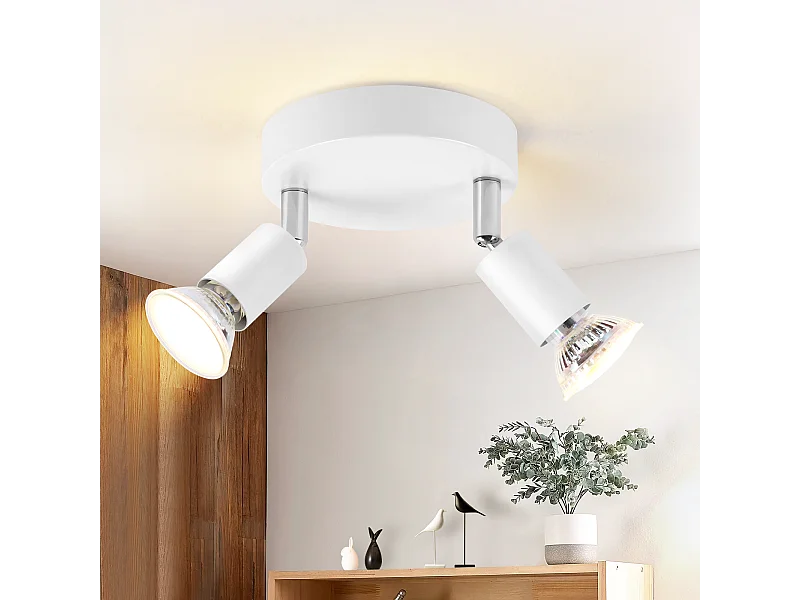 NETTLIFE Plafonnier LED GU10 -2 Spots de Plafond Ronde Moderne Spots de Plafond 350° pour Cuisines Couloir Chambre Salon - sans Ampoule Blanc