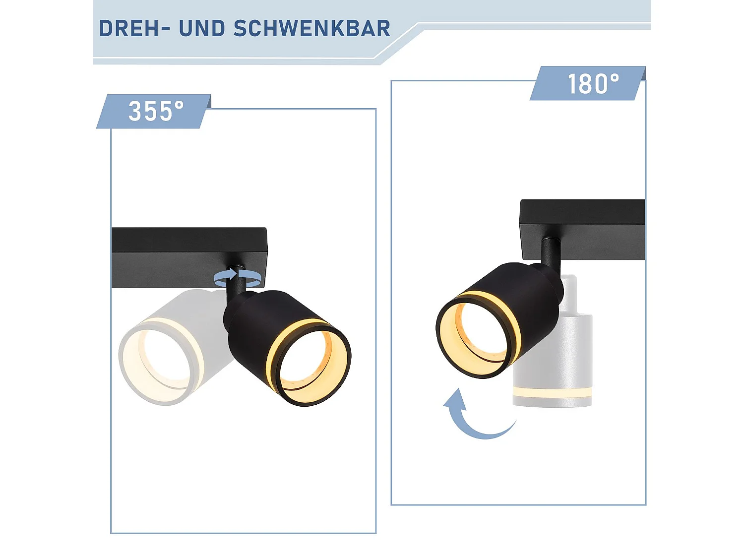 NETTLIFE Opbouwspot GU10 Fitting 3-Lichts rechthoekig Zwart Moderne Plafondlamp L 42cm  355° kantelbaar Plafondspot voor Woonkamer Slaafkamer Gang Zonder Lichtborn