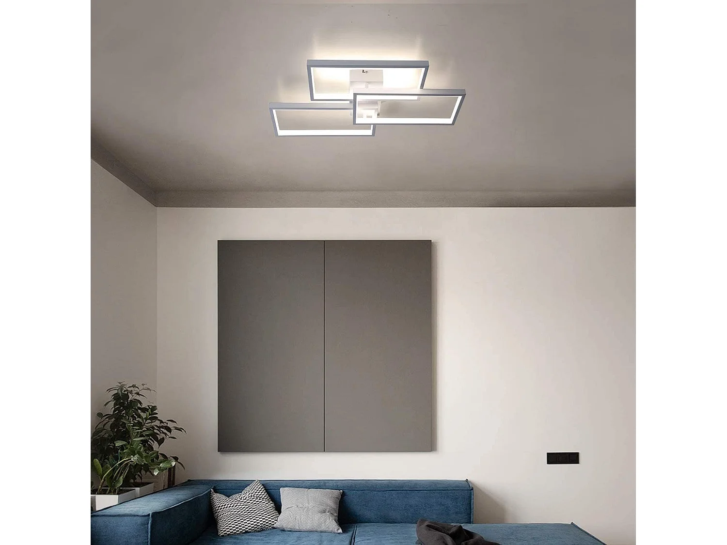 NETTLIFE Plafonnier LED Plafonnier à intensité variable avec télécommande 63W Blanc