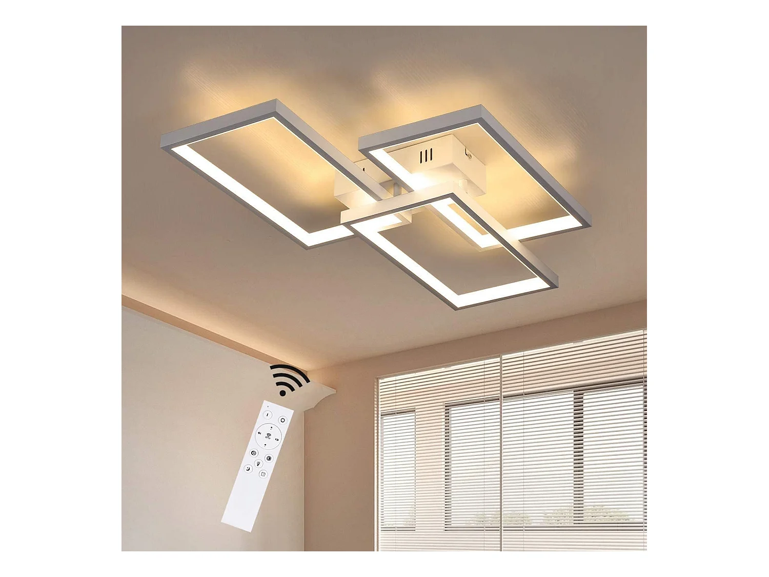 NETTLIFE Plafondlamp LED Wit rechthoekig 3-lichts Metaal Dimbaar Moderne Plafondverlichting met Afstandsbediening 63W voor Woonkamer Slaapkamer Eetkamer 60cm