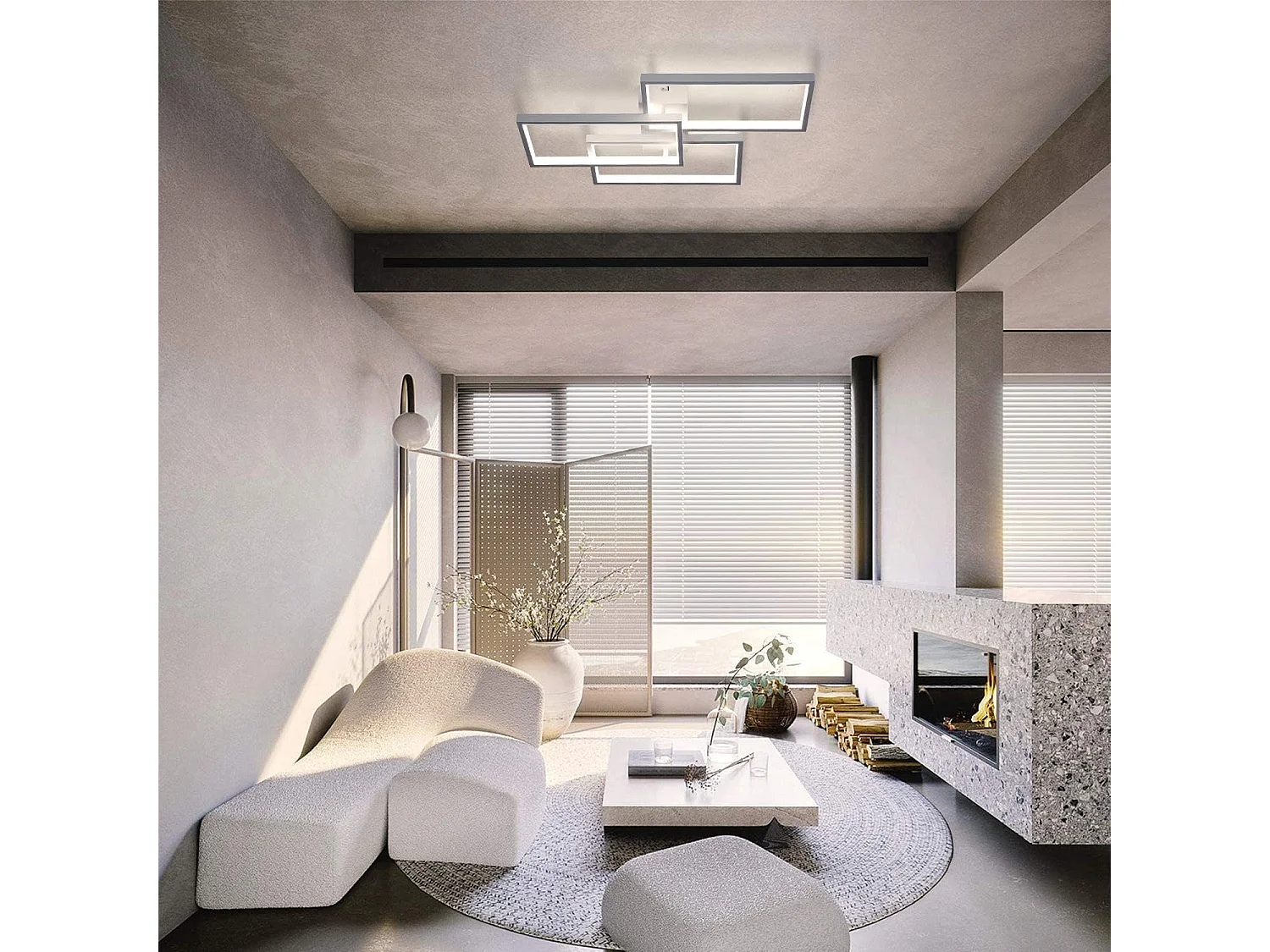 NETTLIFE Plafón LED con intensidad variable y mando a distancia, 63W, Blanco.