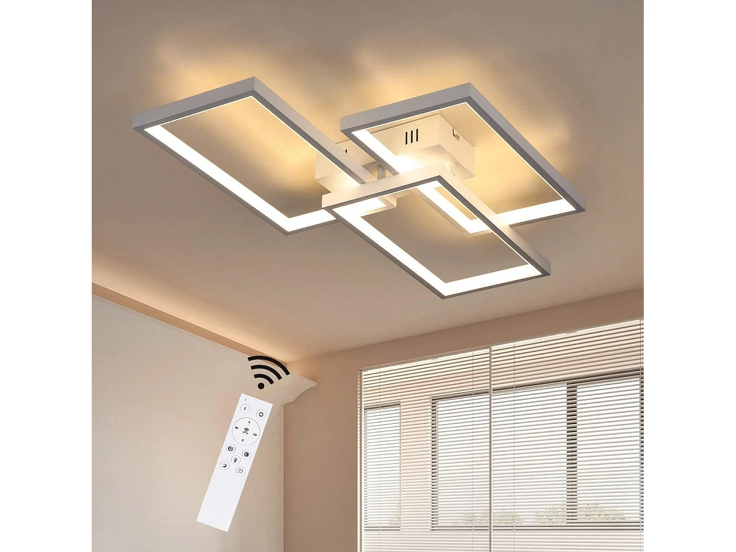 NETTLIFE Plafonnier LED Plafonnier à intensité variable avec télécommande 63W Blanc