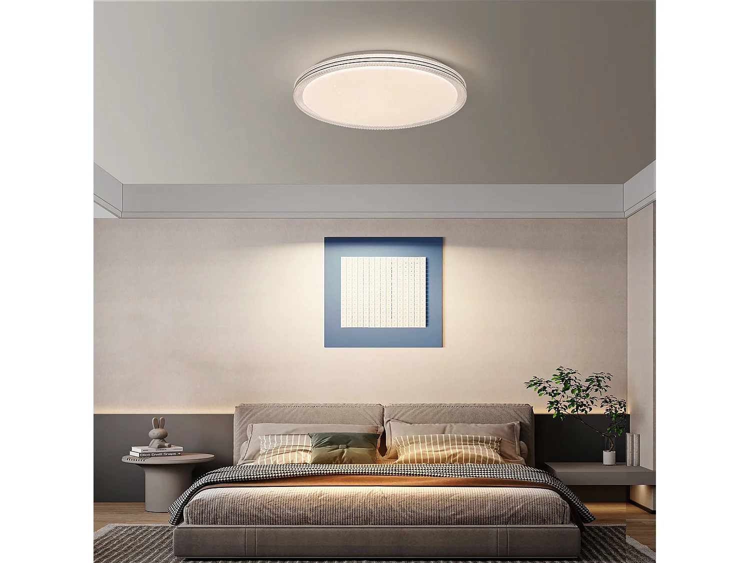 NETTLIFE Plafonnier LED Chambre 40 cm Lampe de Chambre 44 W Lampe de Couloir Lampe de Cuisine Moderne Salon Rond pour Couloir Chambre d'enfant