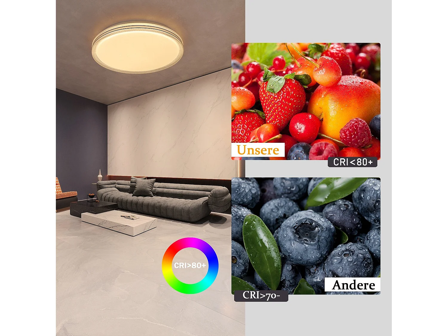 NETTLIFE Plafonnier LED Chambre 40 cm Lampe de Chambre 44 W Lampe de Couloir Lampe de Cuisine Moderne Salon Rond pour Couloir Chambre d'enfant