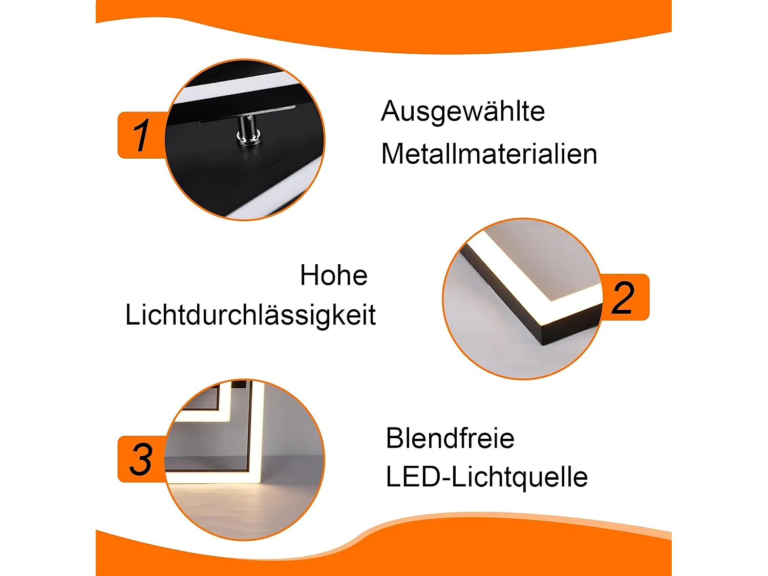 NETTLIFE Plafonnier LED 32W Blanc chaud moderne 3000K