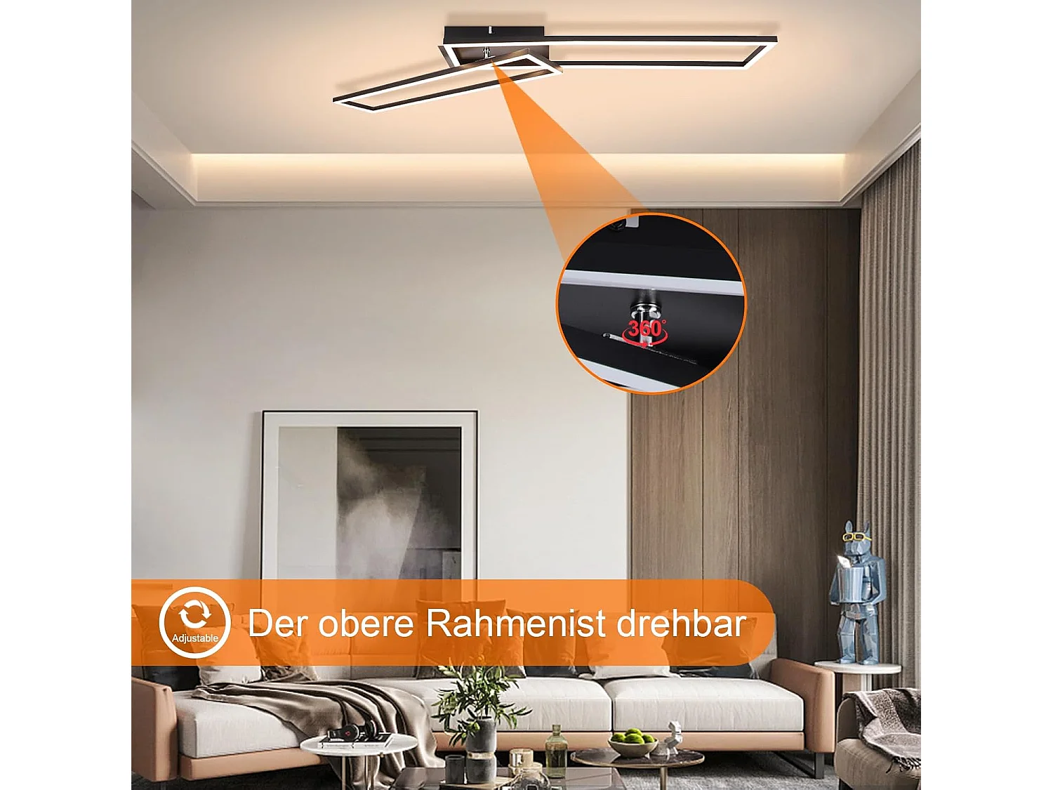 NETTLIFE Plafonnier LED 32W Blanc chaud moderne 3000K