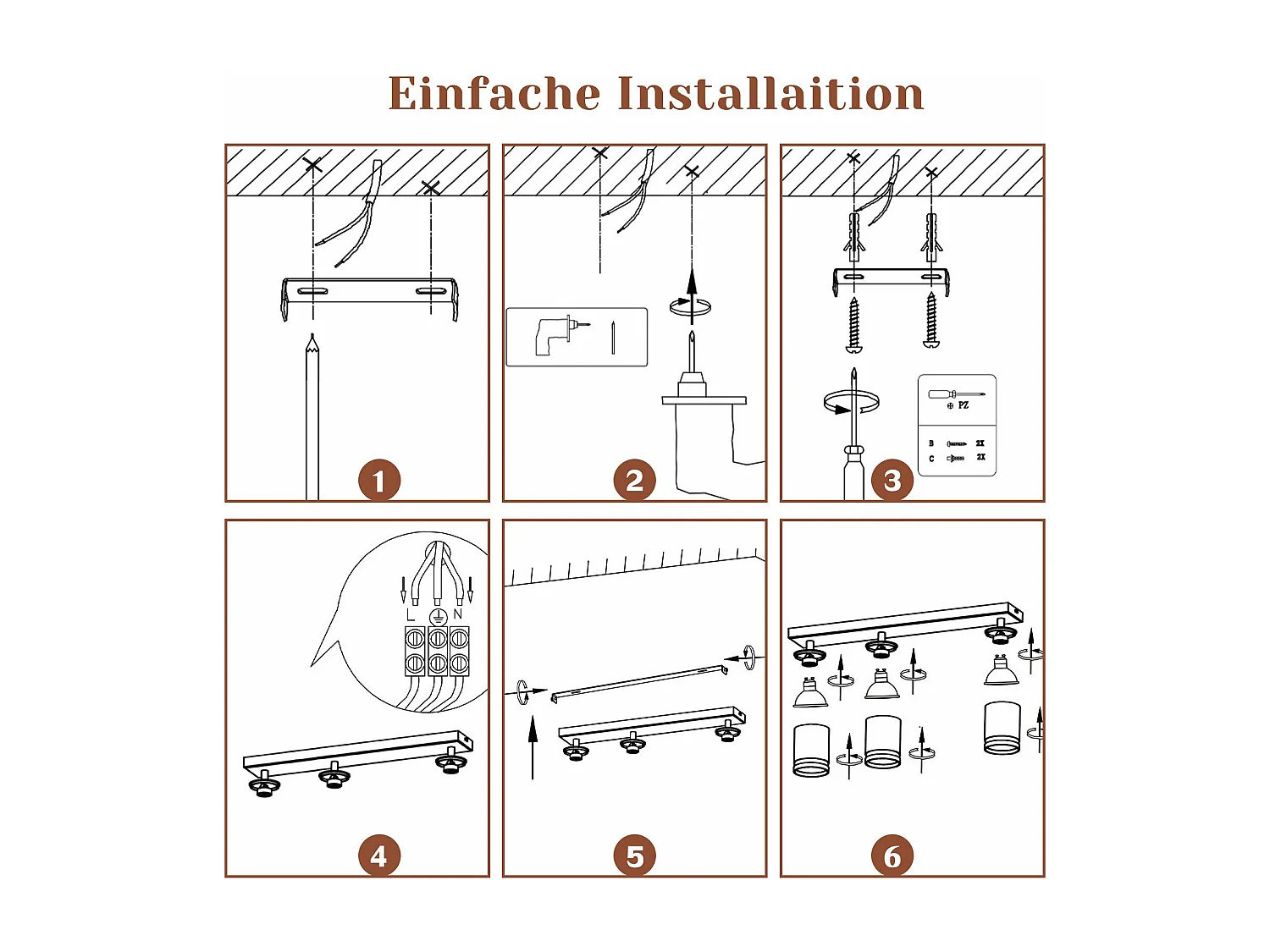NETTLIFE Plafonnier Blanc moderne : 3 spots de plafond orientables en métal, plafonnier GU10, pour chambre, salle à manger, sans ampoule