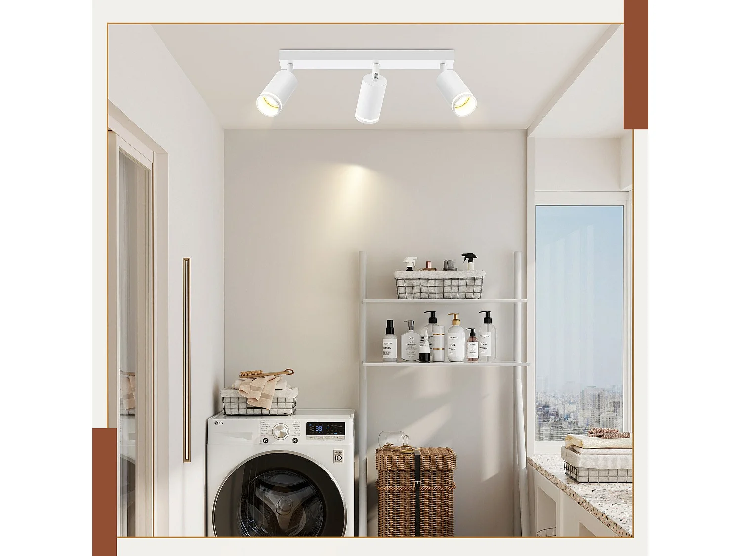 NETTLIFE Plafonnier Blanc moderne : 3 spots de plafond orientables en métal, plafonnier GU10, pour chambre, salle à manger, sans ampoule