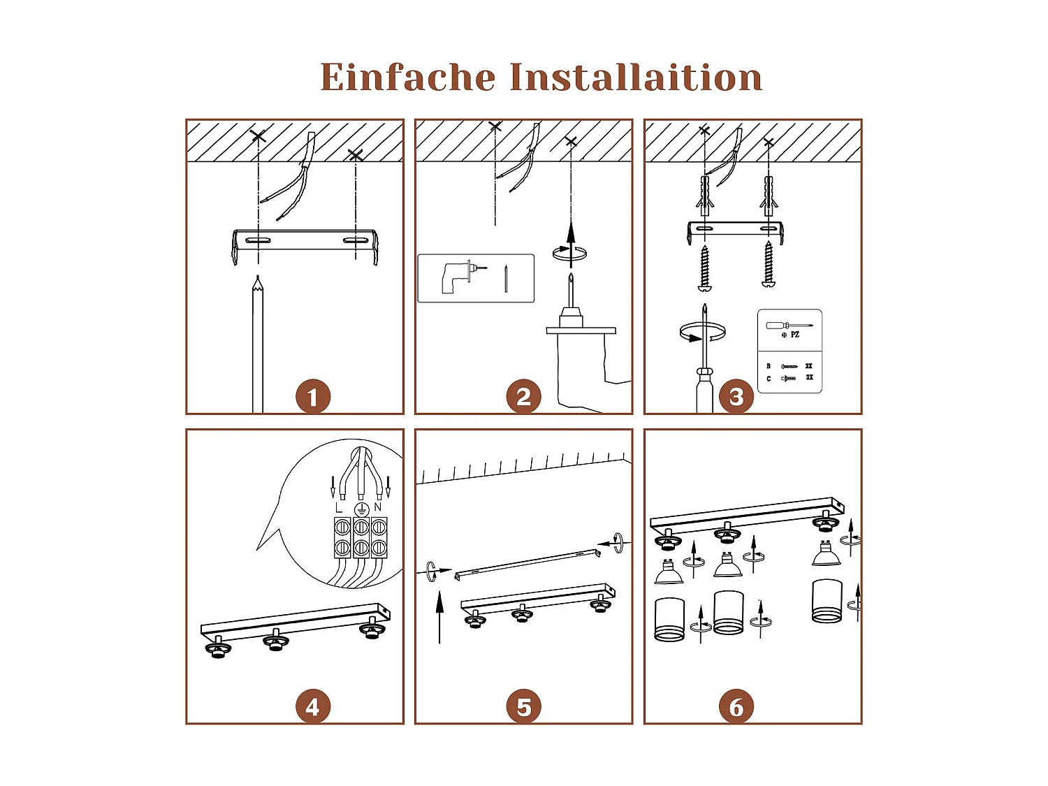 NETTLIFE Plafonnier Blanc moderne : 3 spots de plafond orientables en métal, plafonnier GU10, pour chambre, salle à manger, sans ampoule