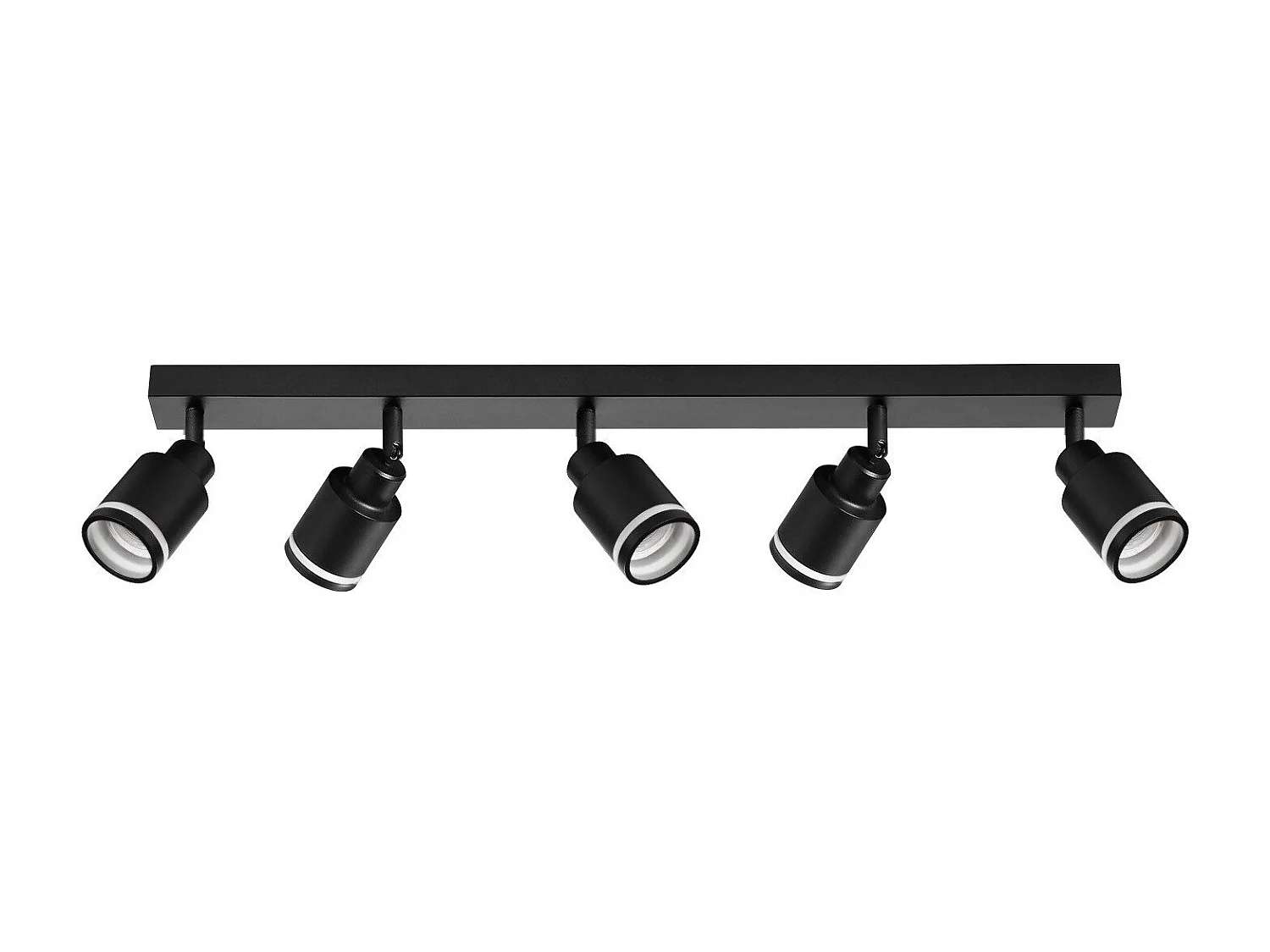 Moderne schwarze Deckenleuchte: 5 verstellbare Deckenstrahler aus Metall, Gu10-Deckenleuchte