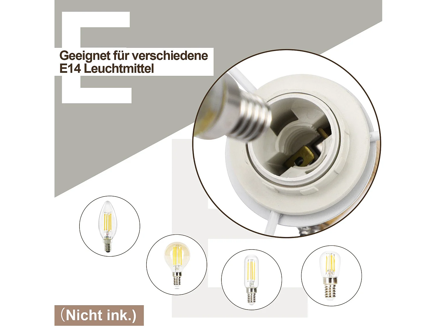 NETTLIFE Plafonnier 4 Spots blanc aspect  bois - plafonnier E14 orientable 350° 4 ampoules max 25w moderne pour salon chambre cuisine.