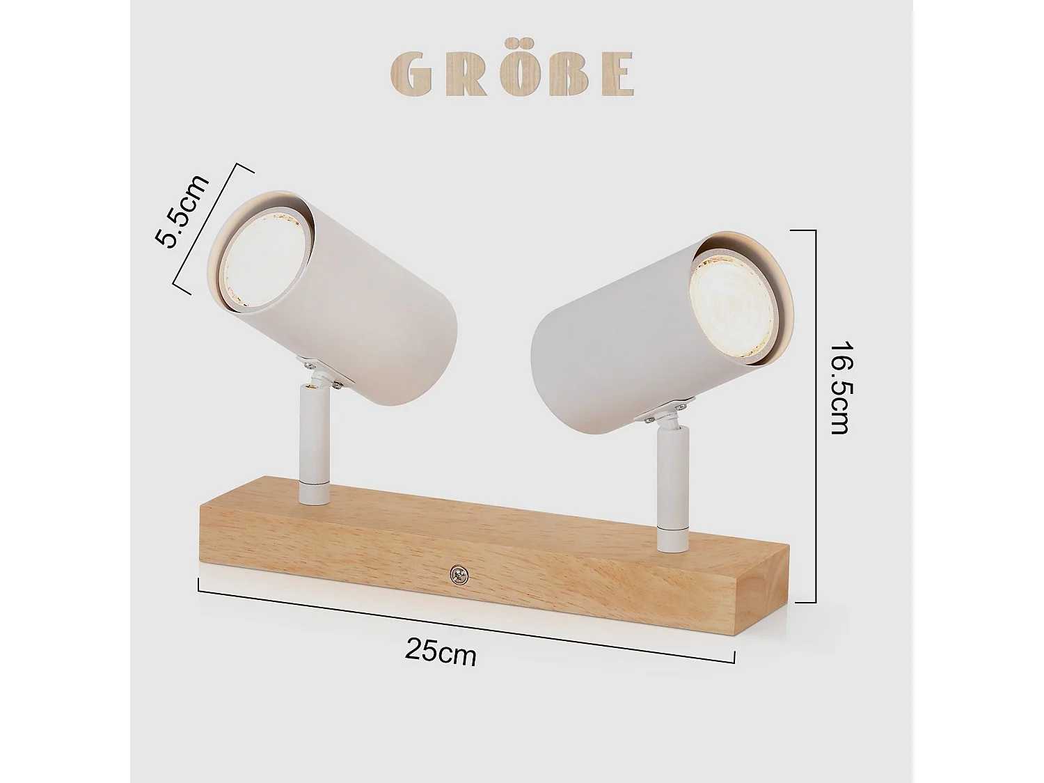 NETTLIFE spot de plafond 2 ampoules bois GU10 blanc lampe de couloir intérieur moderne spot 350° pour salon chambre