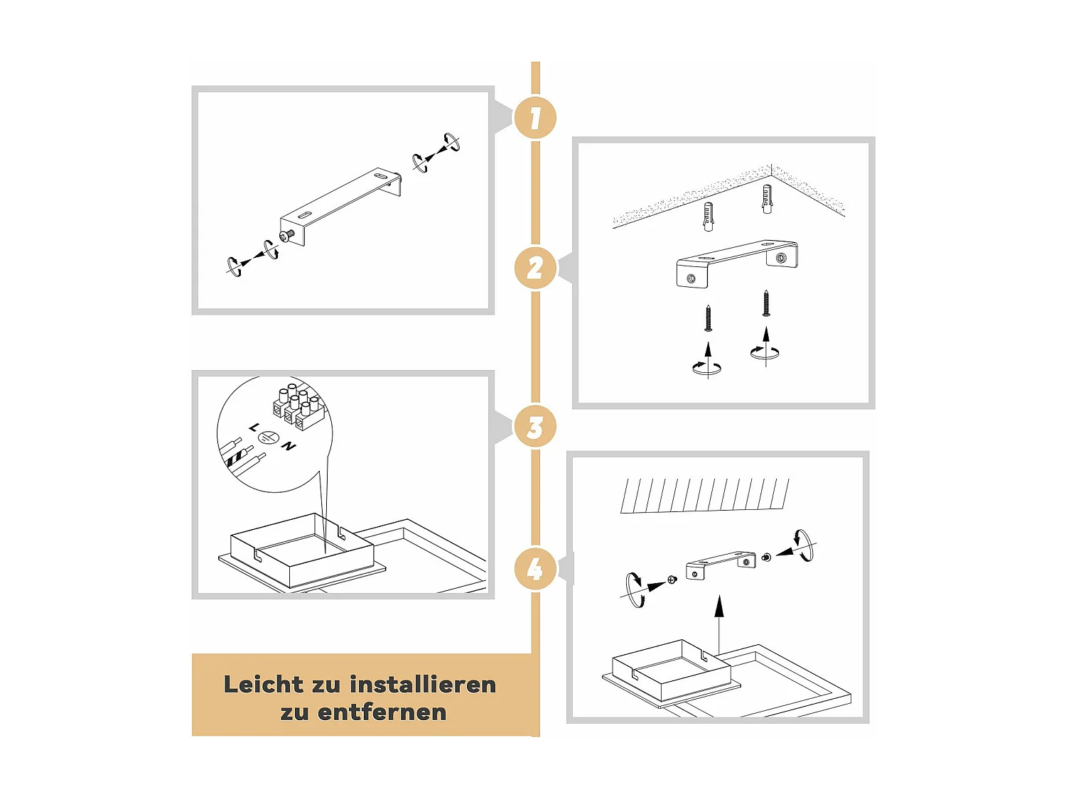 NETTLIFE Lampa sufitowa LED 3000K ciepła biel nowoczesna 12W małe drewno