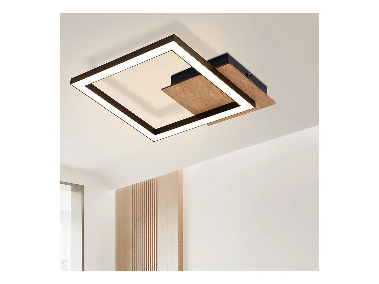NETTLIFE LED plafondlamp 3000K warm wit modern 12W klein hout