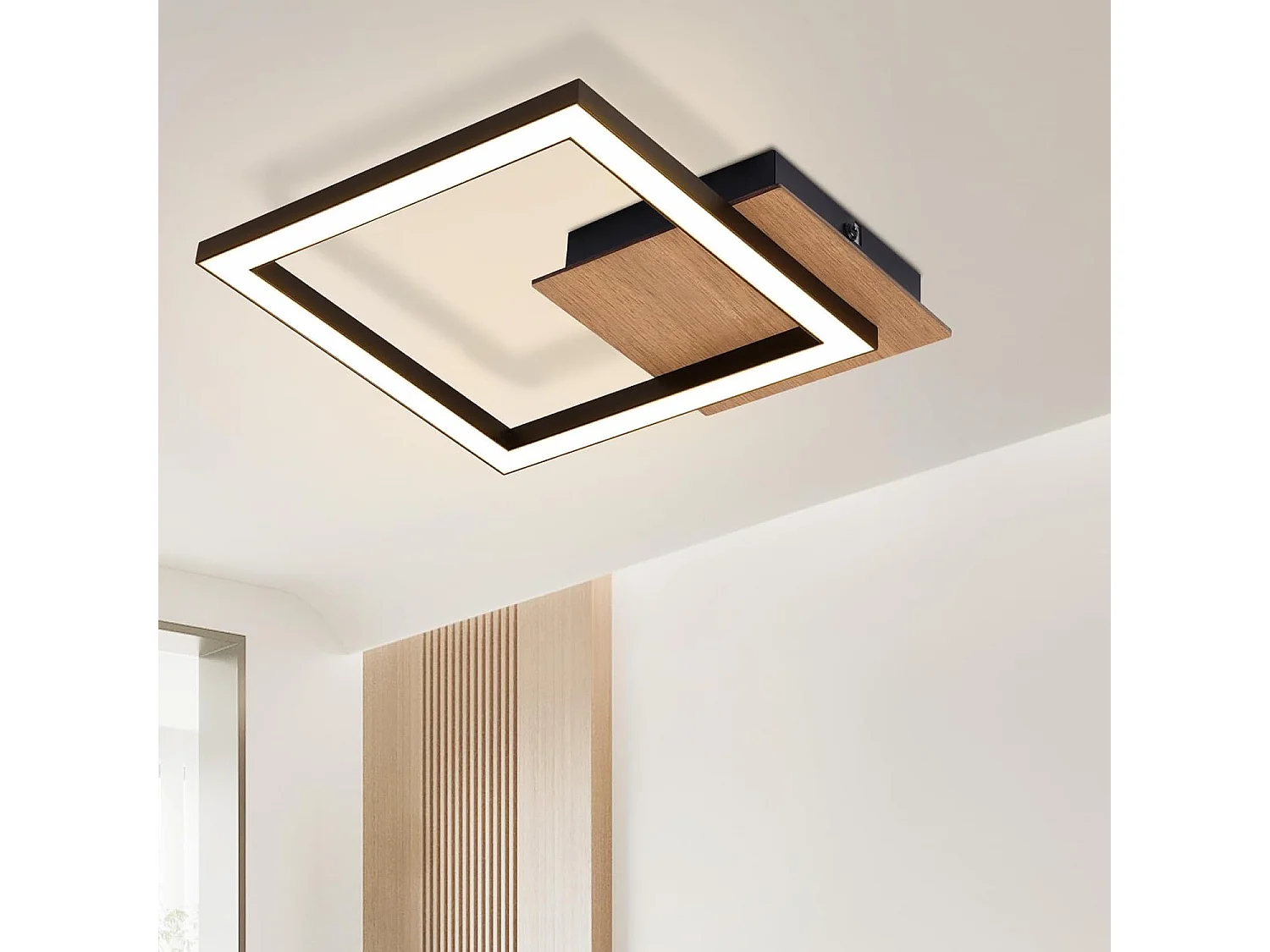 NETTLIFE luces de techo LED, luz de techo de 3000K, blanco cálido moderno, 12W, madera pequeña.