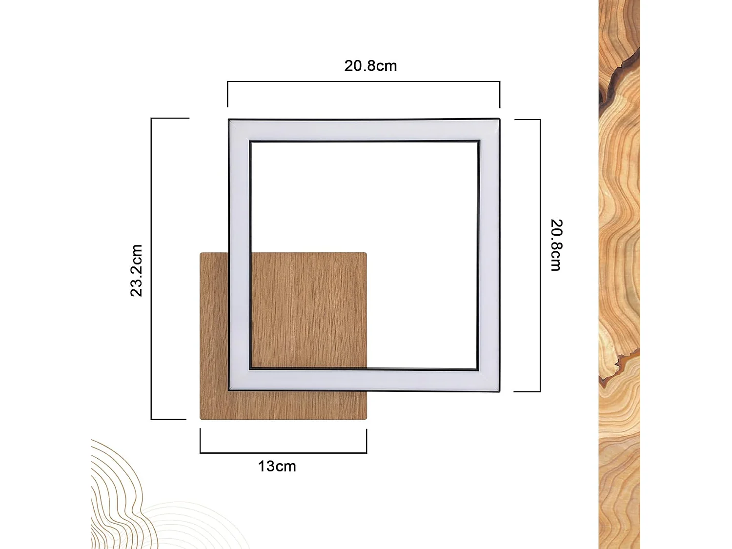 NETTLIFE plafonnier LED plafonnier 3000K blanc chaud moderne 12W petit bois