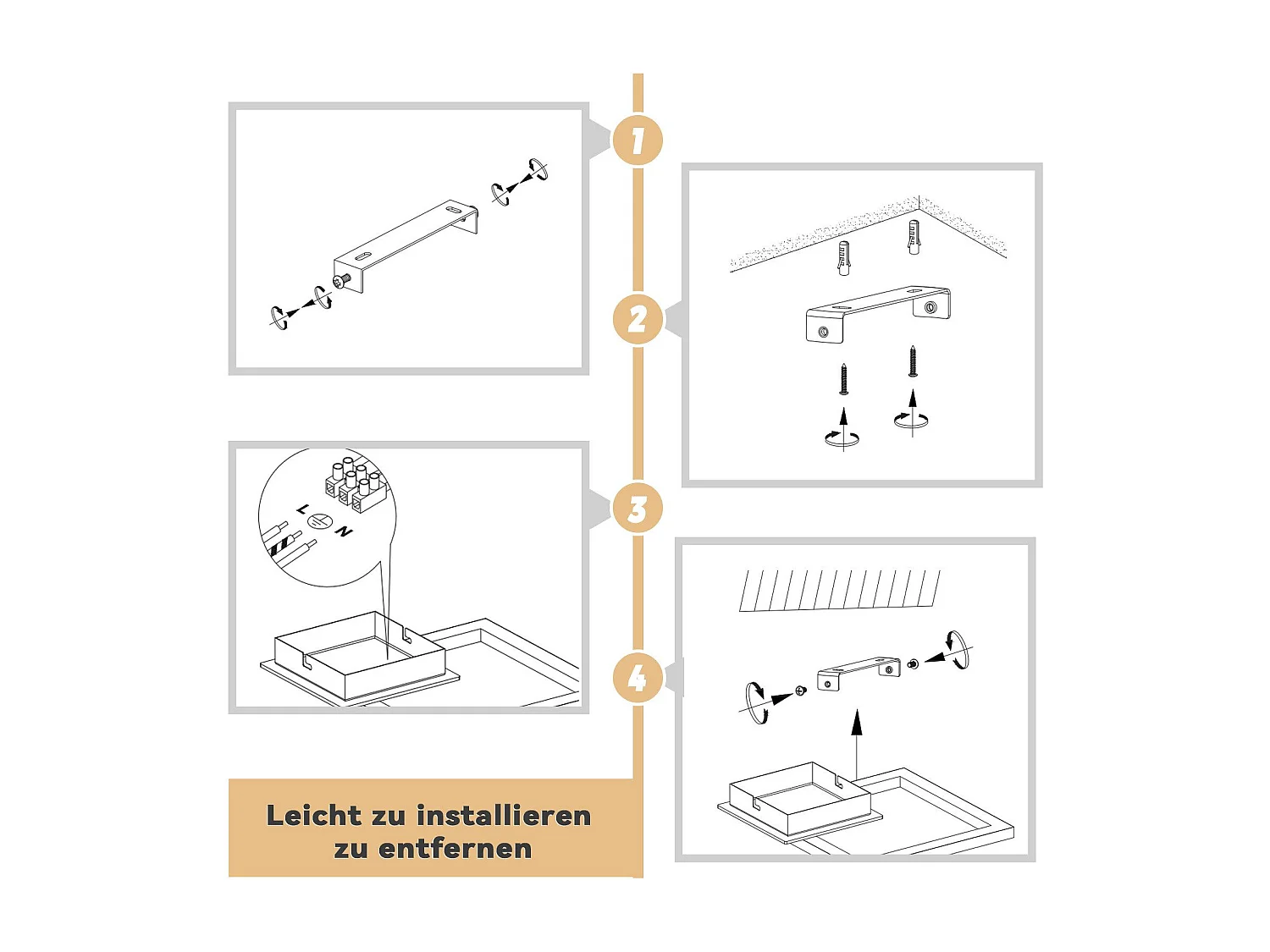 NETTLIFE plafonnier LED plafonnier 3000K blanc chaud moderne 12W petit bois