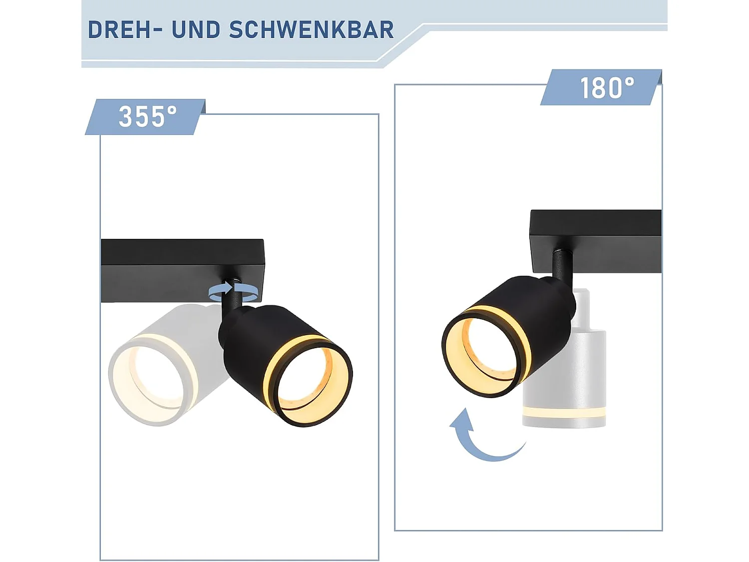 NETTLIFE Opbouwspot GU10 Fitting 2-Lichts rechthoekig Zwart Moderne Plafondlamp L 30cm  355° kantelbaar Plafondspot voor Woonkamer Slaafkamer Gang Zonder Lichtborn
