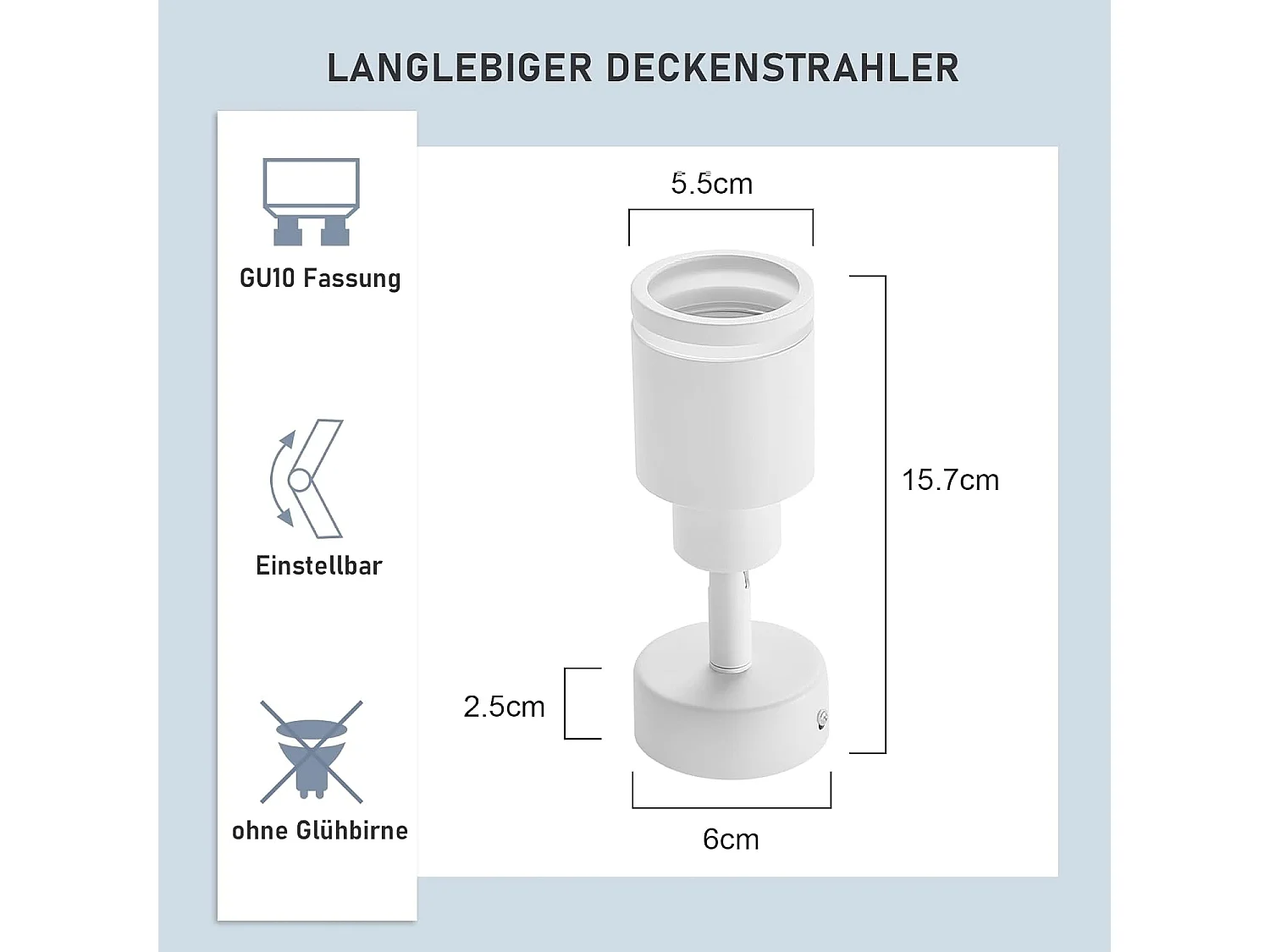 NETTLIFE Opbouwspot GU10 Fitting 1-Lichts cilinder Wit Moderne Plafondlamp L 6cm Metaal 355° kantelbaar Plafondspot voor Woonkamer Slaafkamer Gang Zonder Lichtborn