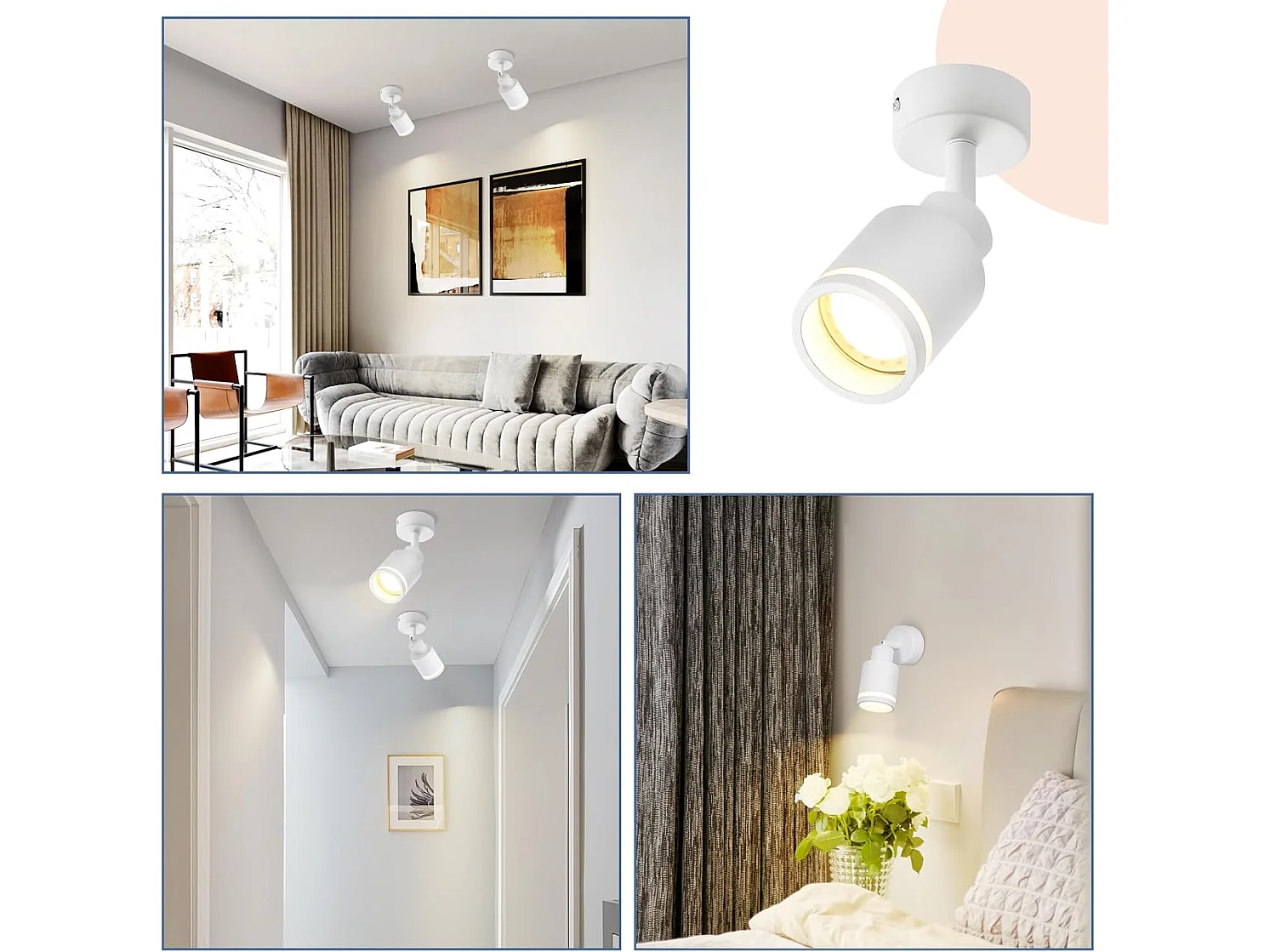 NETTLIFE Spot de plafond plafonnier moderne 1 ampoule orientables GU10