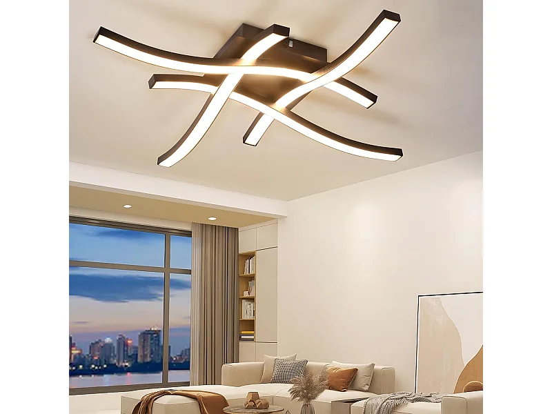 NETTLIFE plafonnier LED noir 24W 3000K blanc chaud design moderne