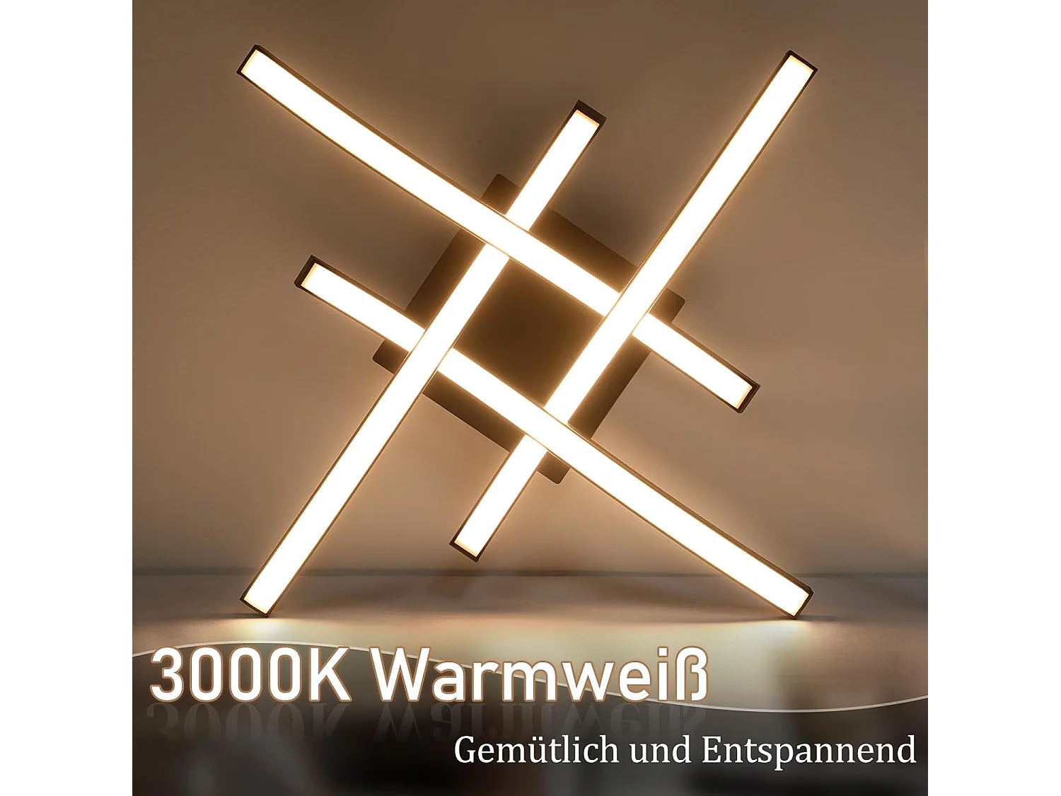 Schwarze LED-Deckenleuchte, 24 W, 3000 K, Warmweiß, modernes Design