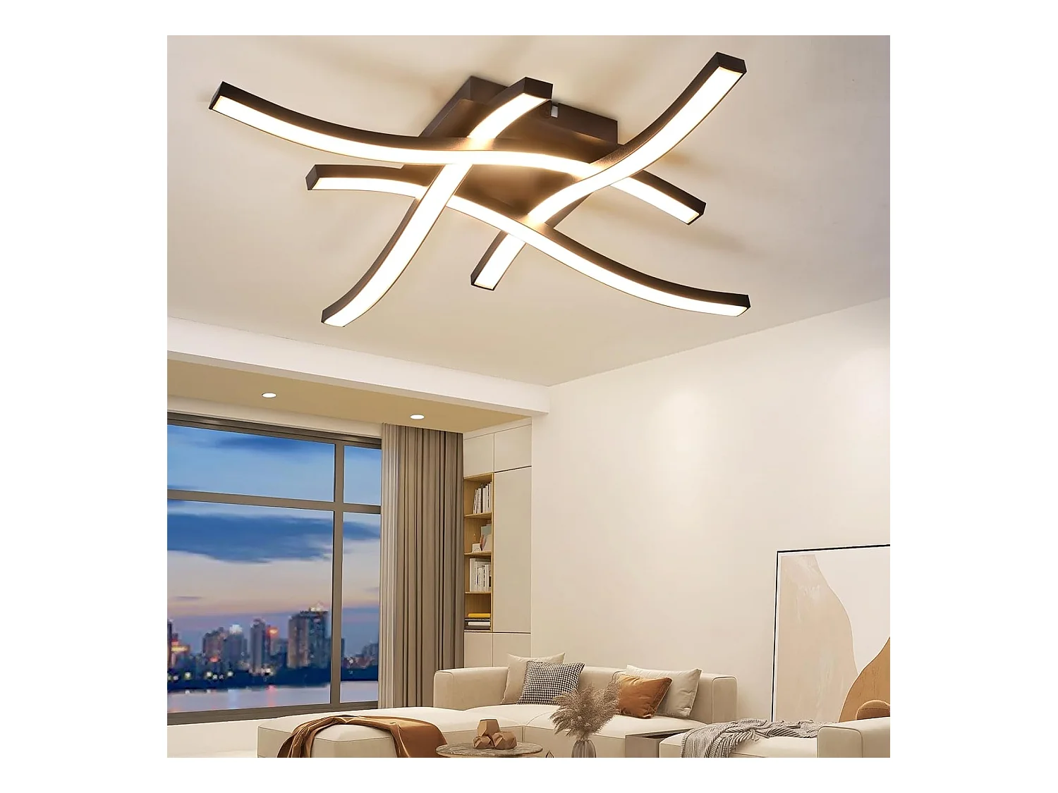 NETTLIFE plafonnier LED noir 24W 3000K blanc chaud design moderne