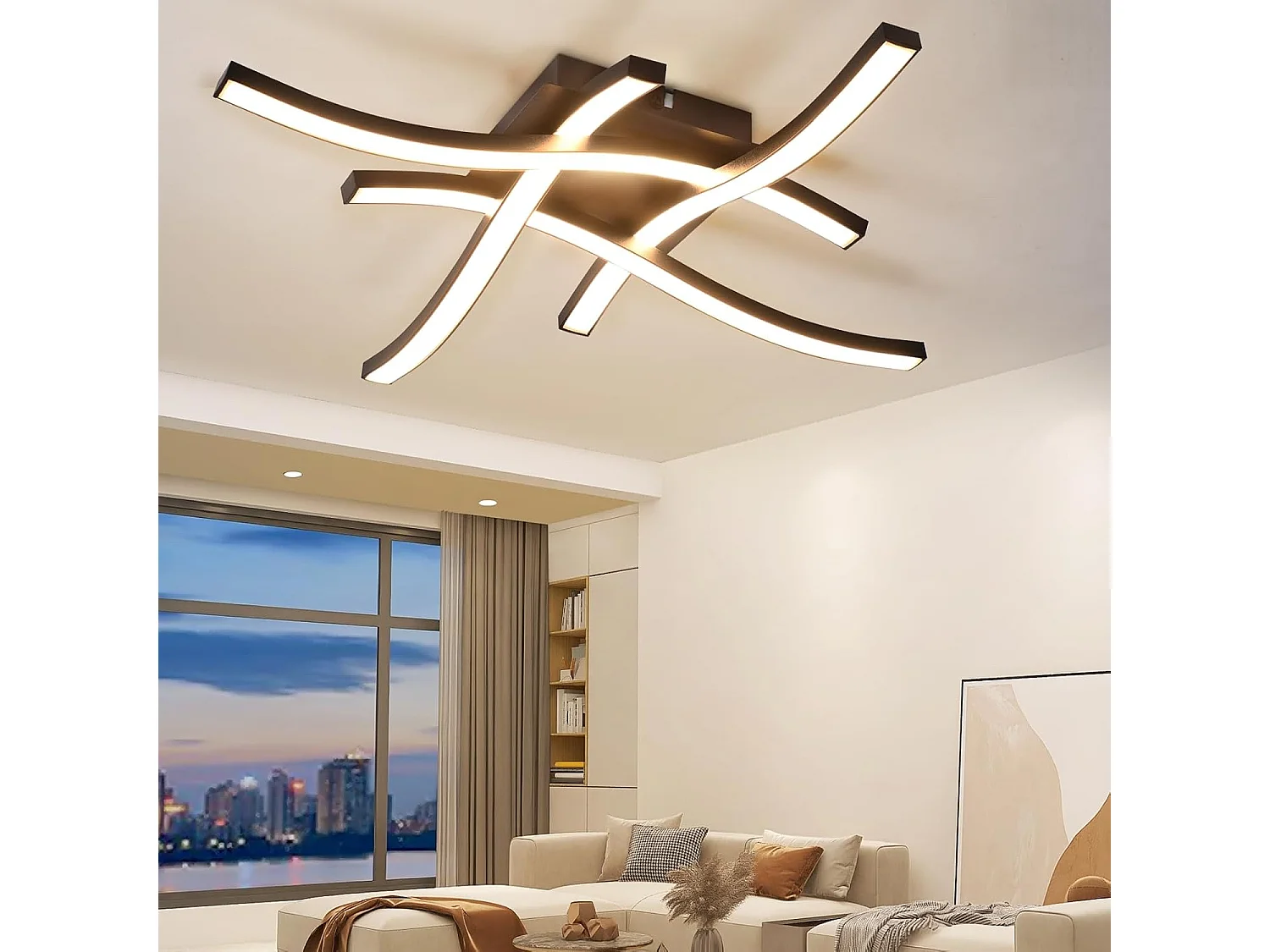 NETTLIFE plafonnier LED noir 24W 3000K blanc chaud design moderne