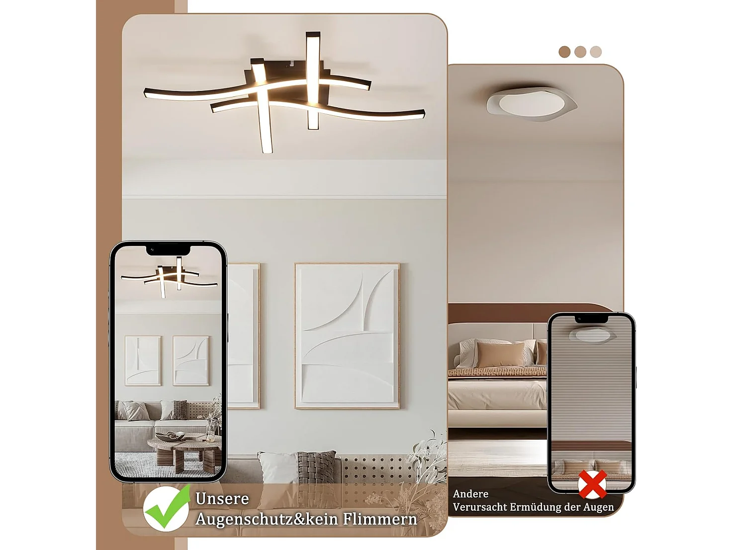 NETTLIFE plafonnier LED noir 24W 3000K blanc chaud design moderne