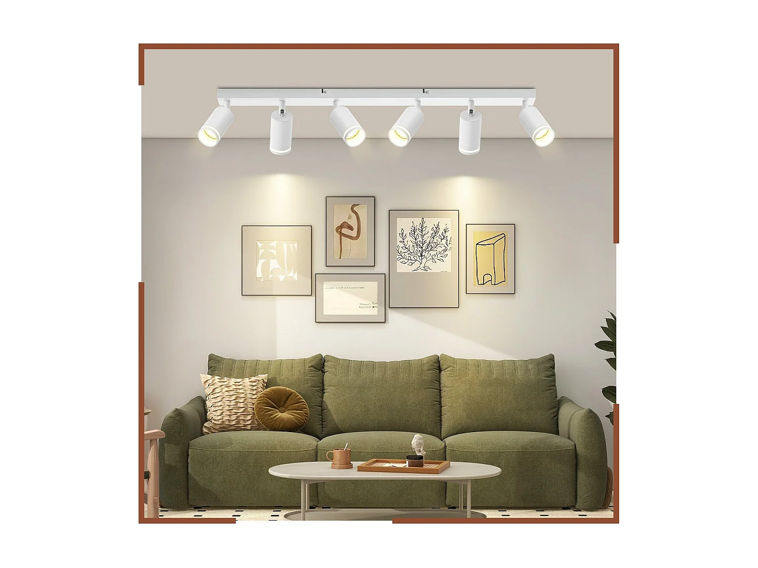 NETTLIFE Plafonnier 6 Spots moderne : plafonnier blanc spot GU10 spots orientables à 355°métal intérieur pour cuisine, salon, chambre, sans ampoule