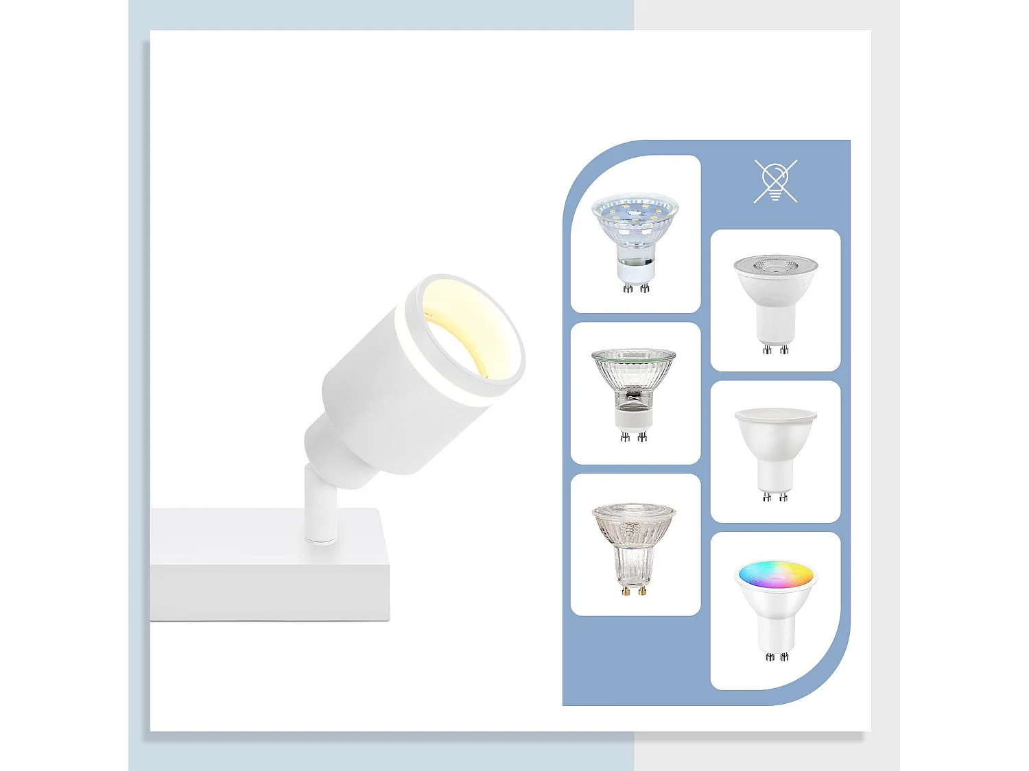 NETTLIFE Plafonnier Blanc moderne : 4 spots de plafond orientables en métal, plafonnier GU10, pour chambre, salle à manger, sans ampoule