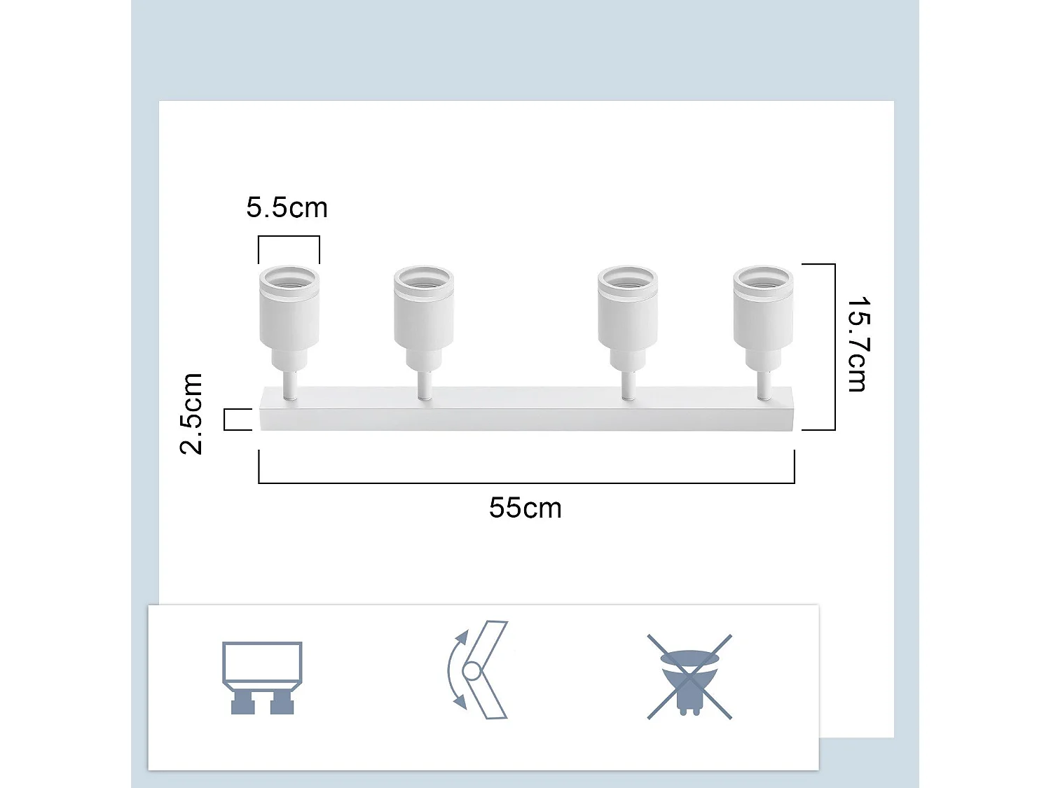 NETTLIFE Plafonnier Blanc moderne : 4 spots de plafond orientables en métal, plafonnier GU10, pour chambre, salle à manger, sans ampoule