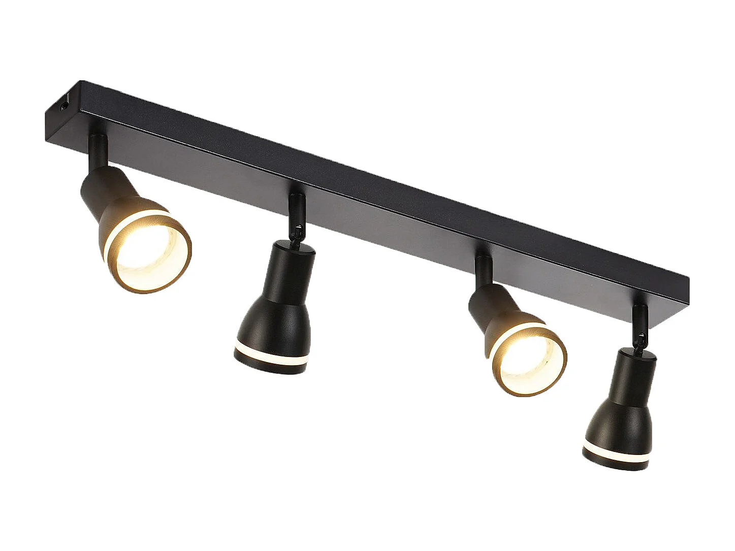 NETTLIFE Plafonnier 4 Spots Noir : Plafonnier  Métal GU10 Spots Pivotant Intérieur pour cuisine bureau salon chambre à coucher, Sans ampoules