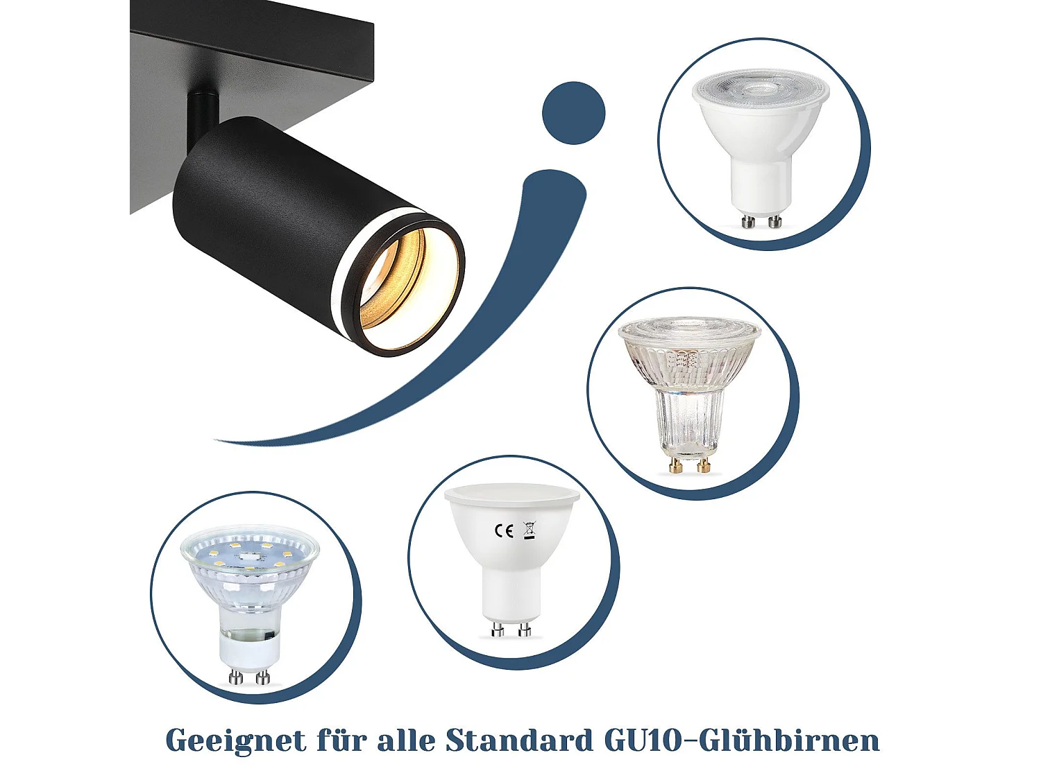 NETTLIFE Opbouwspot GU10 zwart L 25cm vierkant Moderne Plafondlamp 355° draaibaar Plafondspot 1-Lichts cilinder Lampkap voor Slaafkamer Kantoor Woonkamer Max.25W