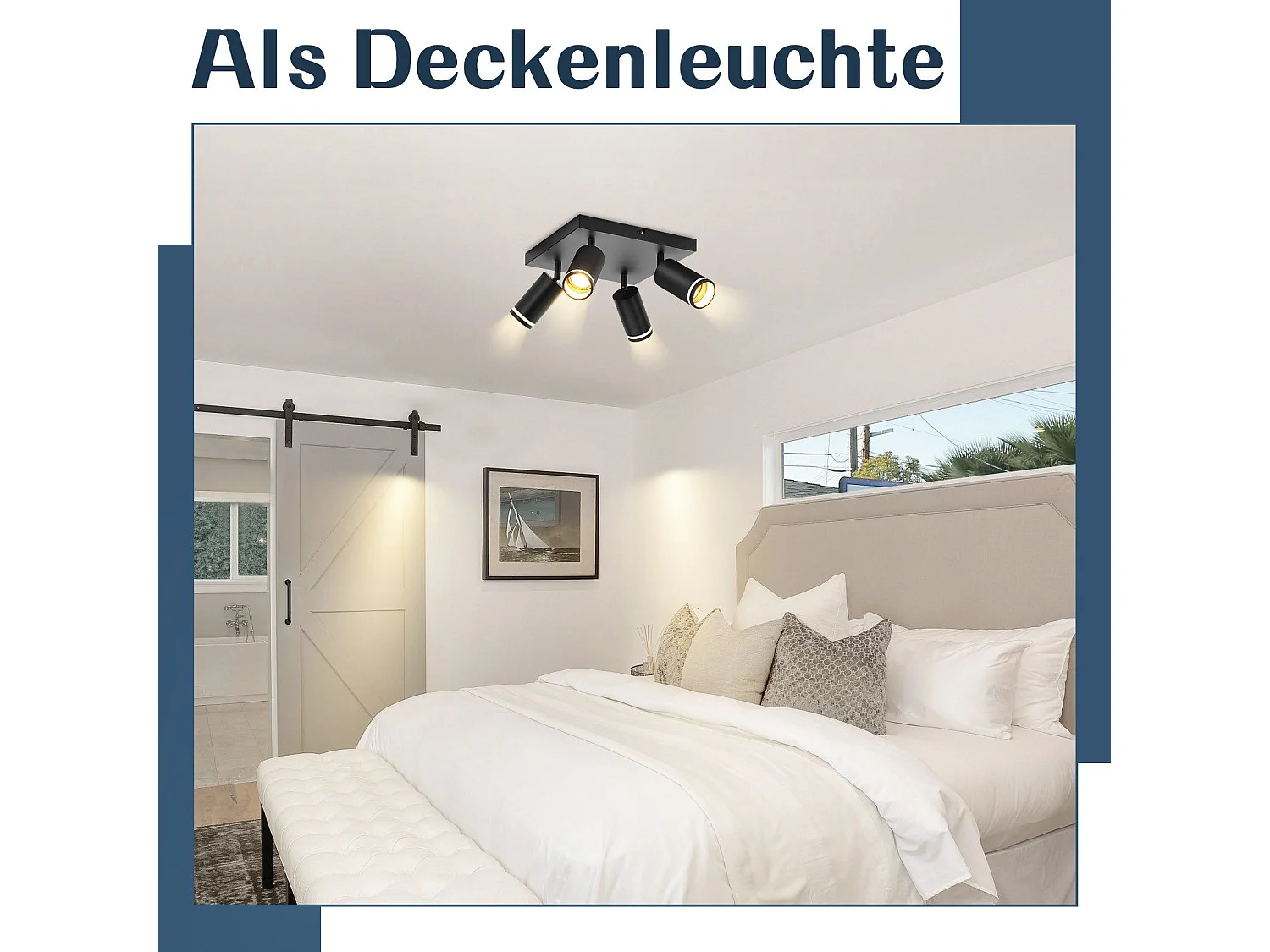 NETTLIFE Opbouwspot GU10 zwart L 25cm vierkant Moderne Plafondlamp 355° draaibaar Plafondspot 1-Lichts cilinder Lampkap voor Slaafkamer Kantoor Woonkamer Max.25W