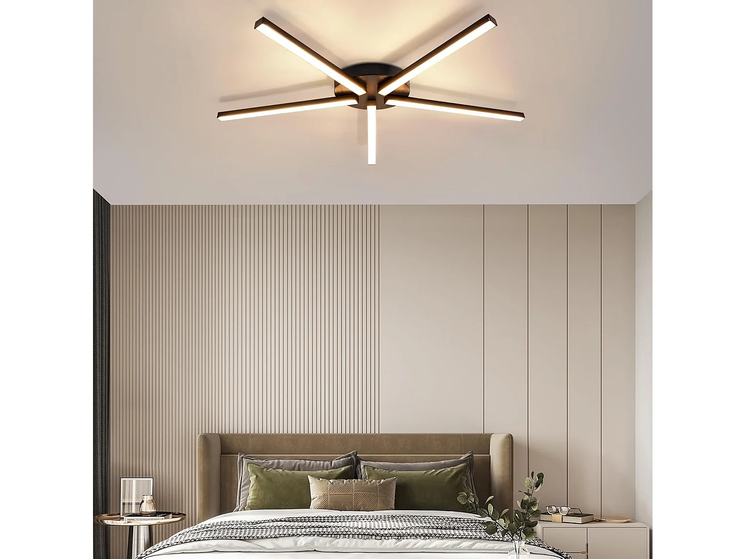 NETTLIFE plafonnier LED blanc chaud 24W noir 64,2 cm métal 3000K