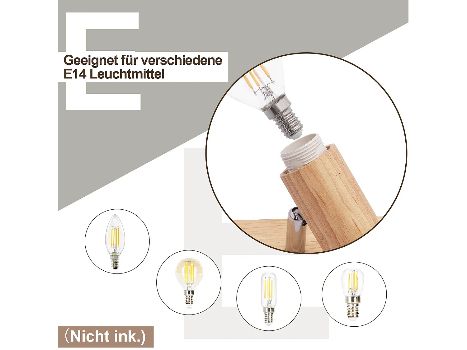 NETTLIFE Opbouwspot Hout zwart cilinder 1-lichts E14 Fitting 350° draaibar Plafondspot Kooiontwerp  Max.40W Vintage Plafondlamp