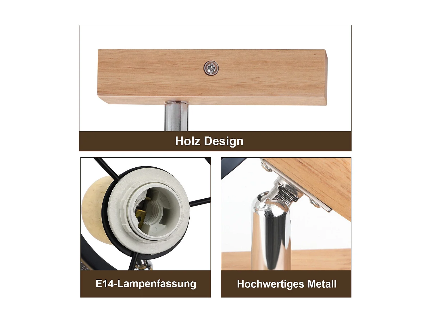 NETTLIFE Opbouwspot Hout zwart cilinder 1-lichts E14 Fitting 350° draaibar Plafondspot Kooiontwerp  Max.40W Vintage Plafondlamp