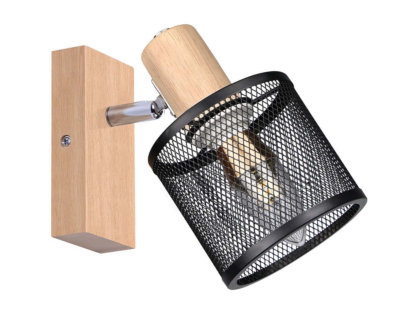 NETTLIFE Plafonnier 1 Spots noir aspect  bois - plafonnier E14 orientable 350° 4 ampoules max 40w moderne pour salon chambre cuisine.