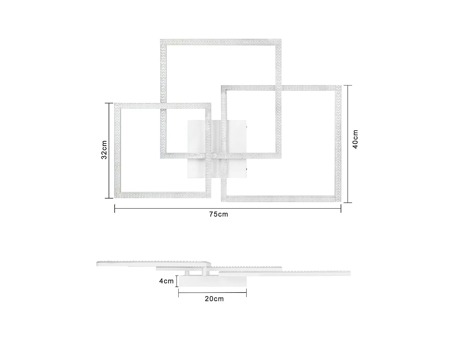 NETTLIFE Lampa sufitowa LED do salonu 75 cm Regulowana nowoczesna lampa kryształowa do sypialni Lampa wewnętrzna z