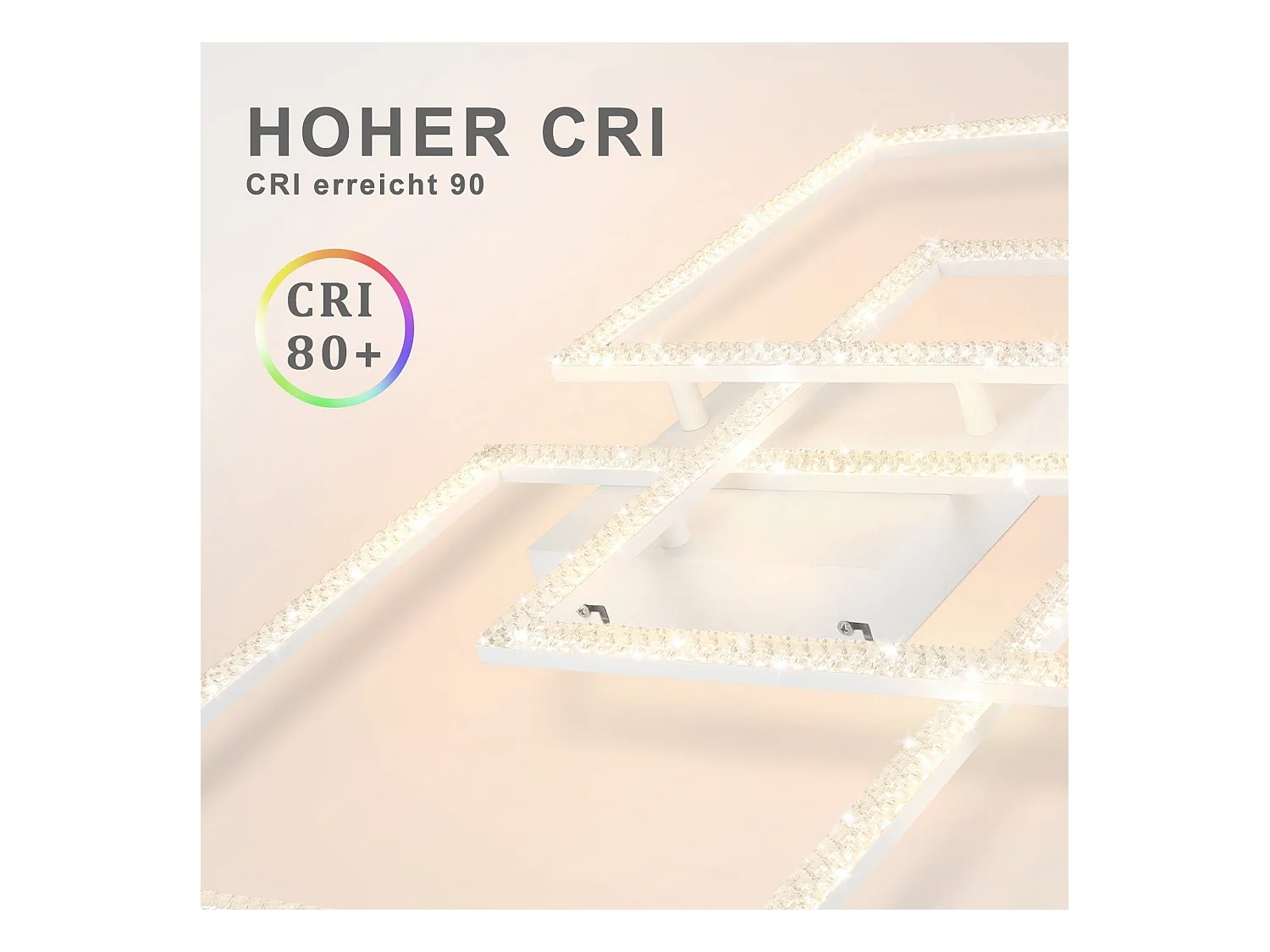 NETTLIFE Lampa sufitowa LED do salonu 75 cm Regulowana nowoczesna lampa kryształowa do sypialni Lampa wewnętrzna z