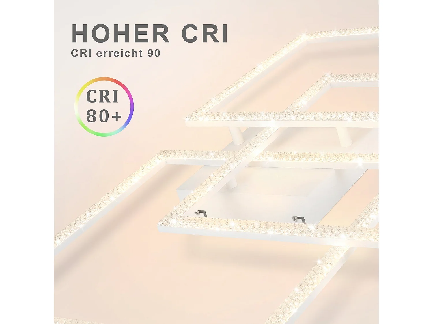 NETTLIFE Plafondlamp LED Wit 75CM Kristallen Design 3-Lichts Modern Plafondverlichting Dimbaar met Afstandsbediening voor Slaapkamer | Woonkamer 80W