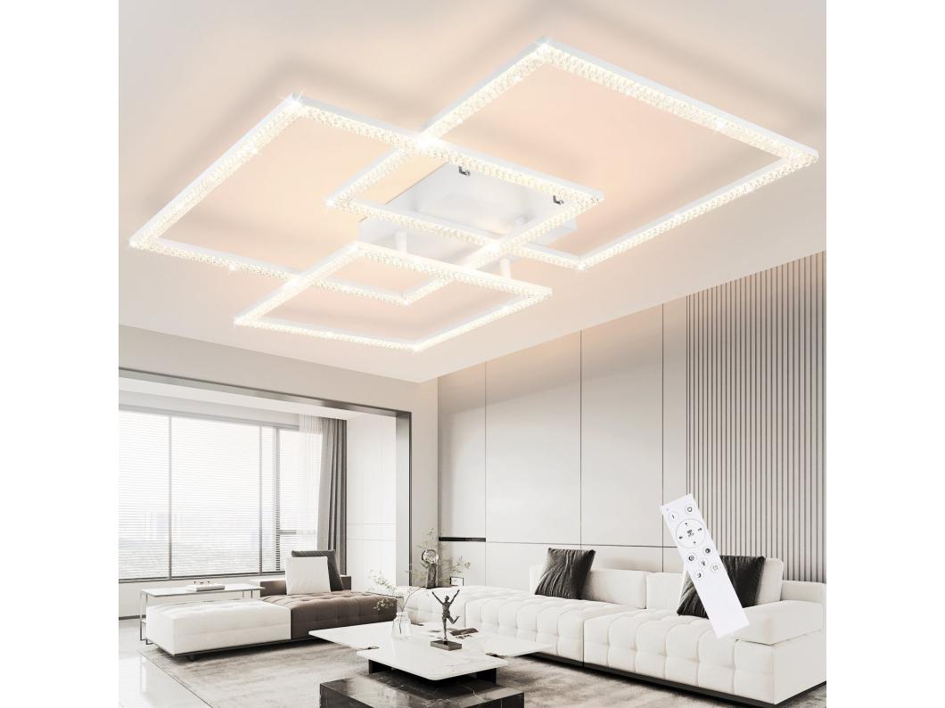 NETTLIFE Lampa Sufitowa LED do Salonu Czarna 75CM Regulowana Nowoczesna Kryształowa Lampa Do Sypialni Design Lampa Wewnętrzna